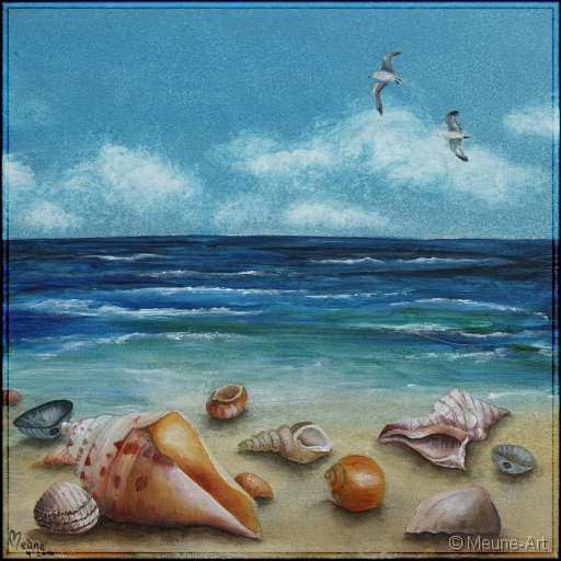 Muscheln und Meer Acryl auf Leinwand;
30 x 30 cm;
verkauft